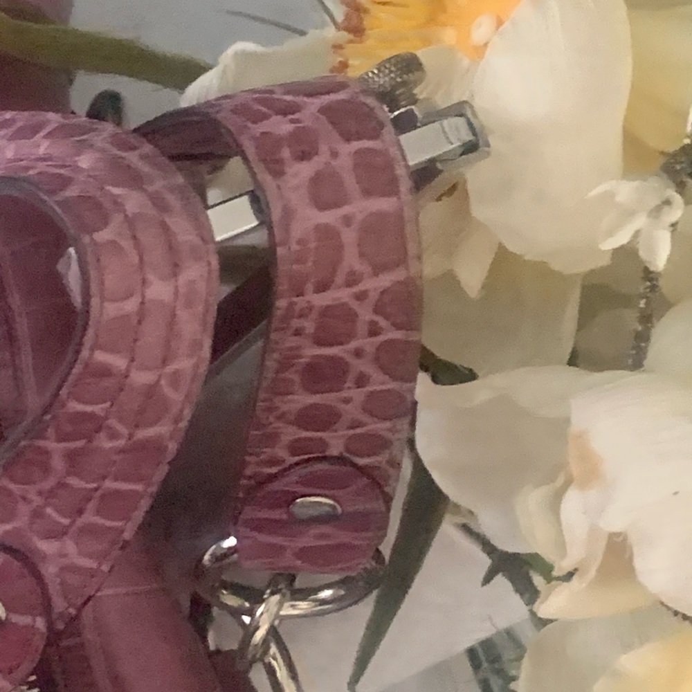 RARE HTF Coach Pink Madison Audrey Croc-Embossed Leather SATCHEL / Shoulder Bag - Picture 6 of 11